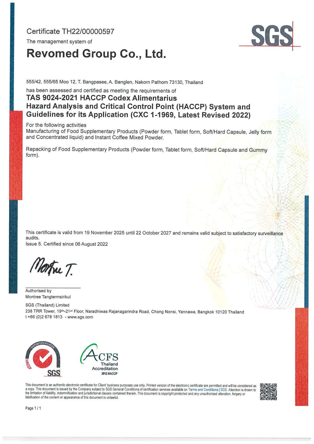 HACCP certificate